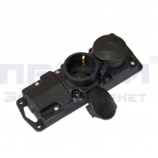 Розетка двухместная с з/к  Р16-415  IP44 каучук