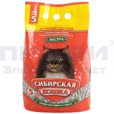 Наполнитель Сибирская Кошка Экстра 5л впитывающий для длинношерстных 1х4