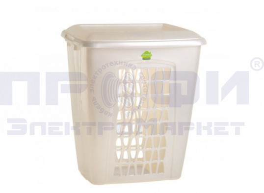 Корзина д/белья Молетта с крышк/прям/пыльног серая 60л